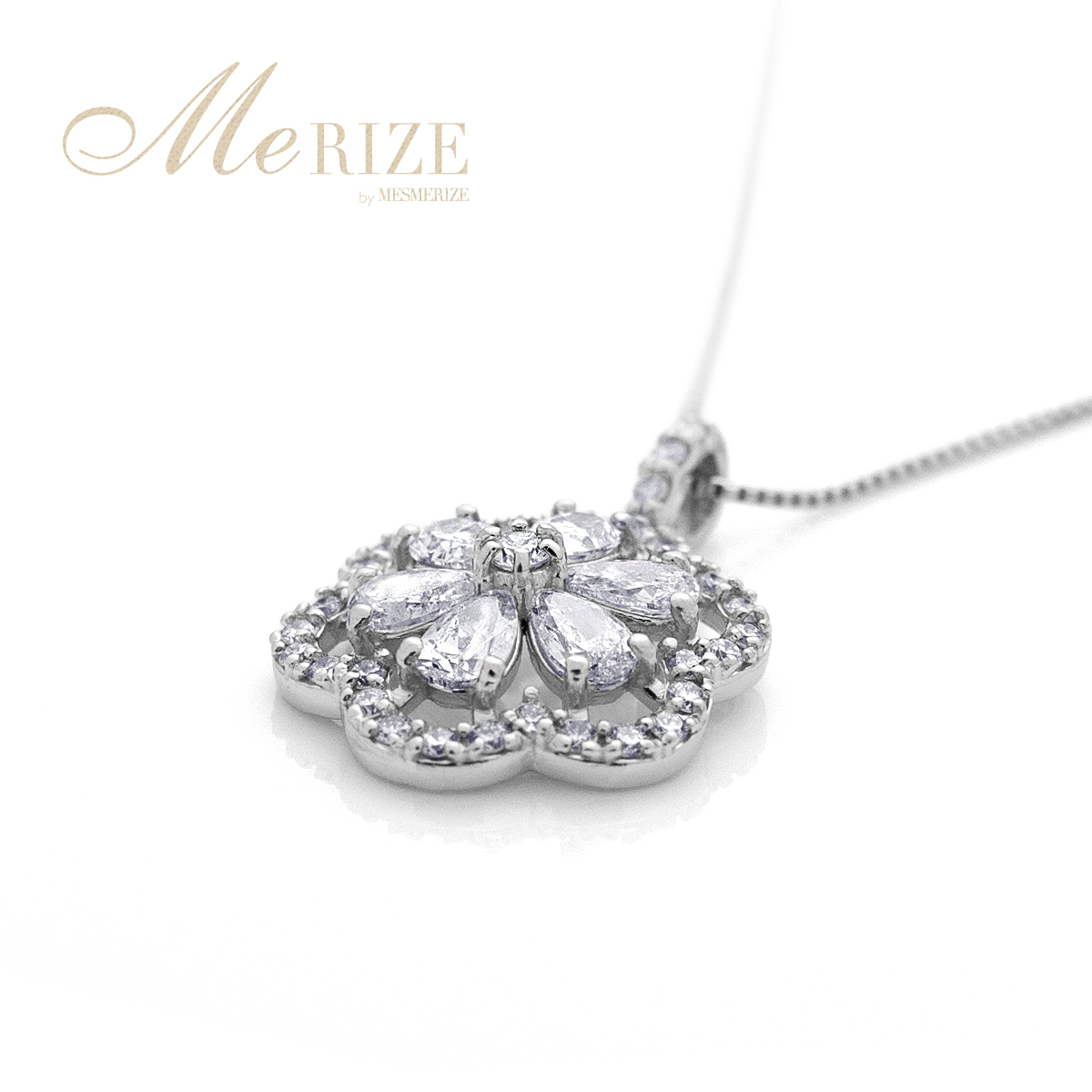 天然ダイヤモンド 0.7ct パヴェ フラワー ネックレス ペアシェイプ