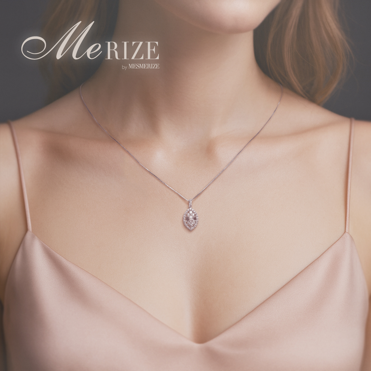 天然ダイヤモンド 0.45ct マーキス シェイプ パヴェ ネックレス 