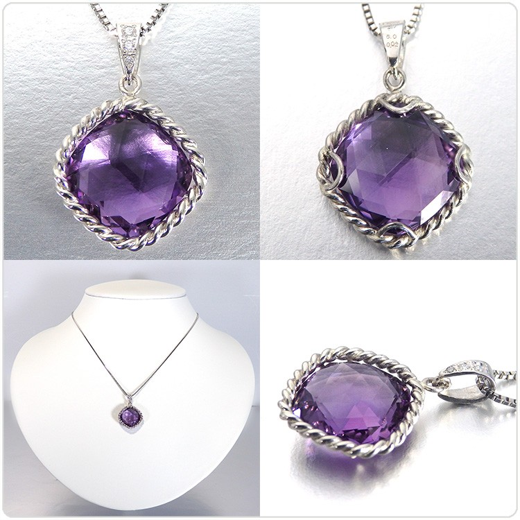 アメジスト6.00ct ネックレス トップ プラチナ ペンダント ヘッド 6ct ...