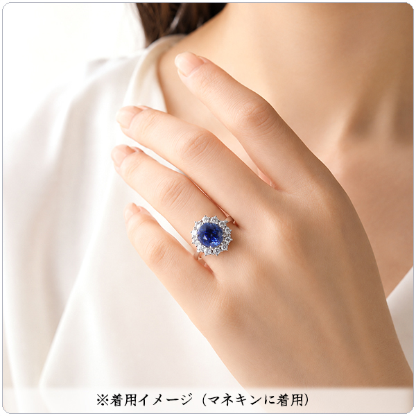 非加熱サファイア 指輪 プラチナ リング 3.454ct ダイヤ 0.723ct 中央