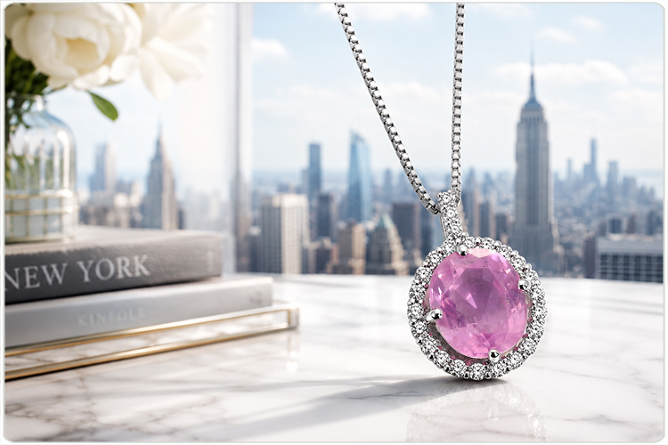 ピンクサファイア ネックレス 1.782ct ダイヤモンド プラチナ