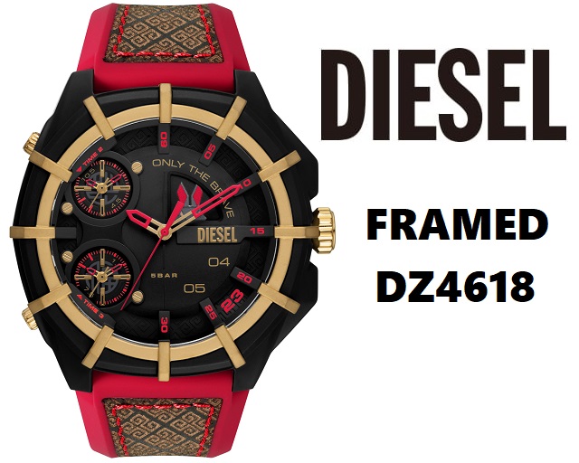 DIESEL/ディーゼル FRAMED メンズクオーツ アナログ 3ヶ国時刻