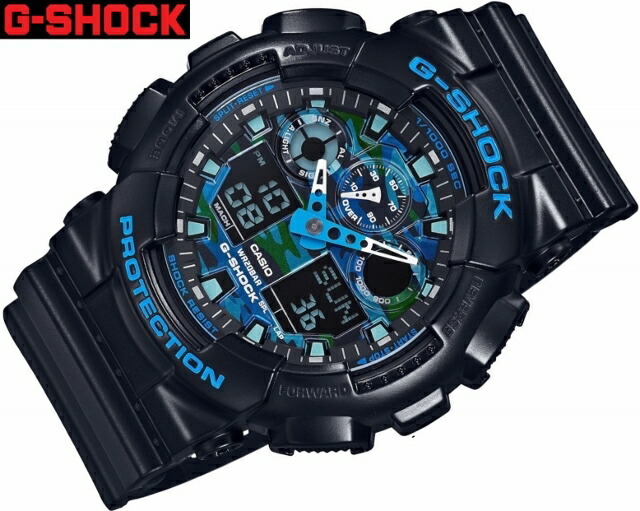 専用出品！電池新品ブルーカモフラ G-SHOCK 人気のデジアナGA-100CB 新品電池/稼働品】CASIO GA-100CB デジアナ メンズ 迷彩色 黒青 - メルカリ