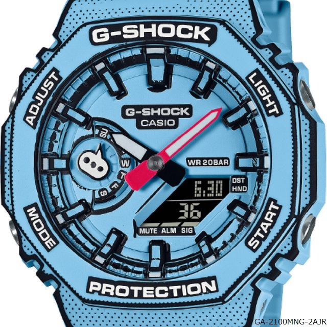 '24-5 ご予約期間はカード決済のみ 正規新品 CASIO G-SHOCK MANGA THEME オクタゴン アナデジ クオーツ  青:GA-2100MNG-2AJR 白:GA-2100MNG-7AJR