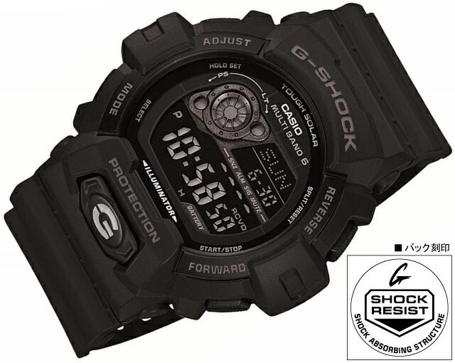 G-SHOCK 人気のブラックアウト CASIO メンズタフソーラー電波 ラウンド