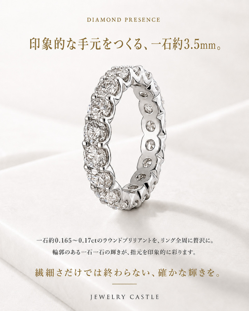 Pt900 / K18【 豪華3ct 】【 D-VVS-3EX 】 ダイヤモンド エタニティ