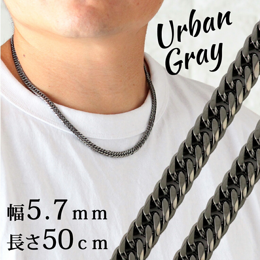 喜平ネックレス 喜平 6面ダブル 50cm ステンレス メンズ ネックレス ブラック 黒 チェーン ダブル 金属アレルギー 対応