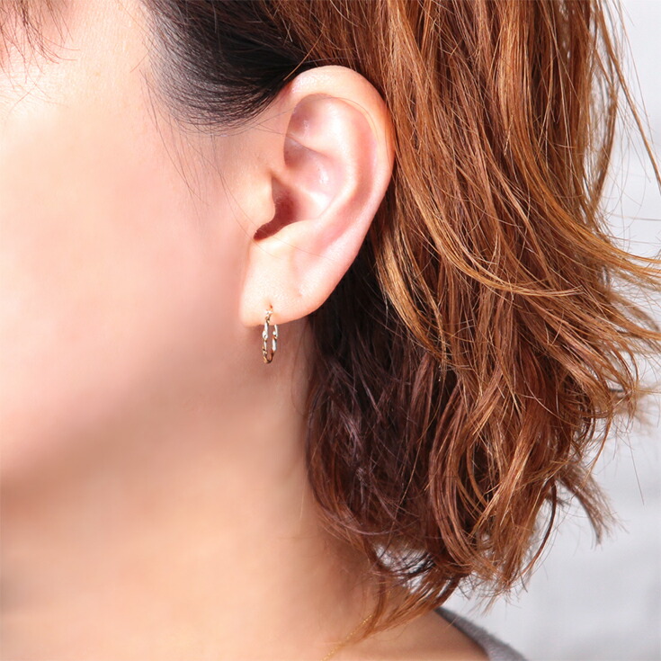 ピアス レディース k10 10金 フープピアス リング ねじり ゴールド