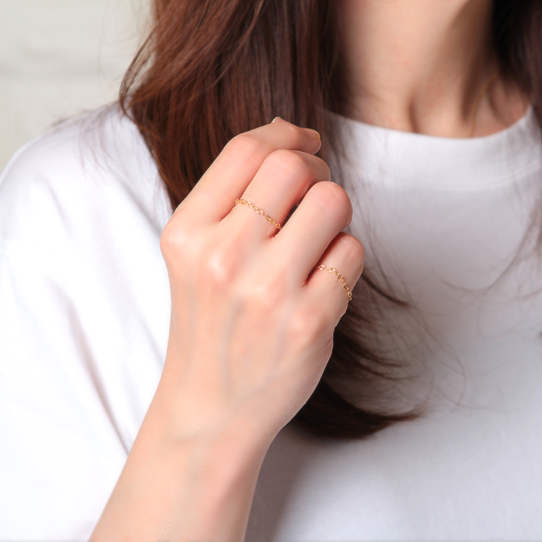 チェーンリング 18金 k18 指輪 ピンキーリング レディース ゴールド