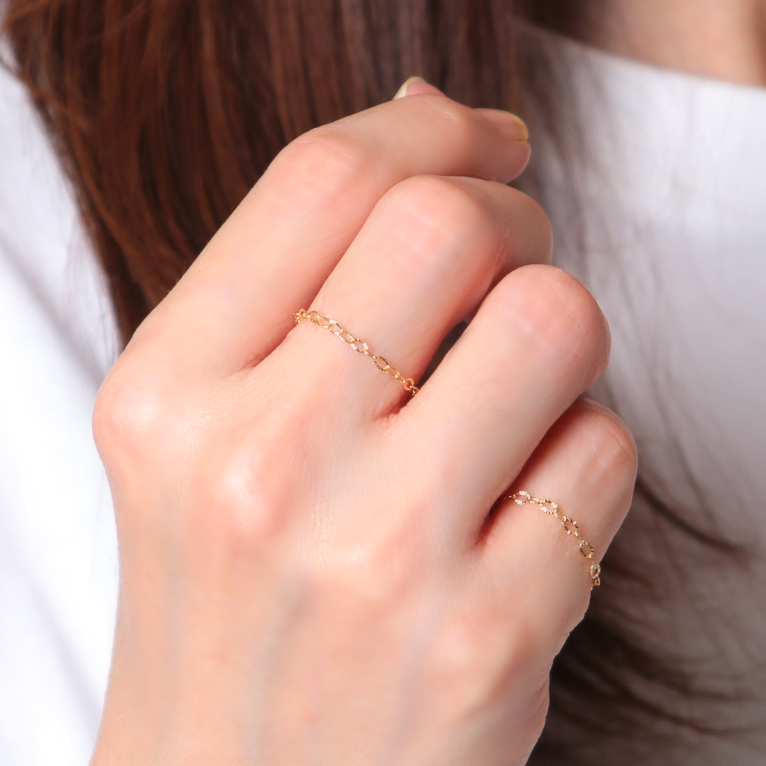 チェーンリング 18金 k18 指輪 ピンキーリング レディース ゴールド