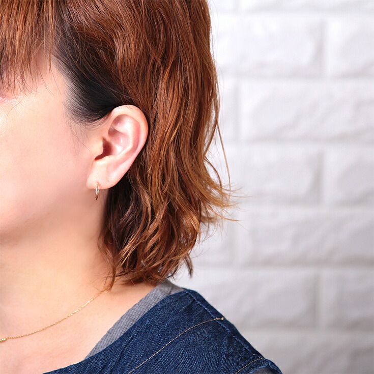 ピアス レディース k18 18金 18k フープ フープピアス 13mm