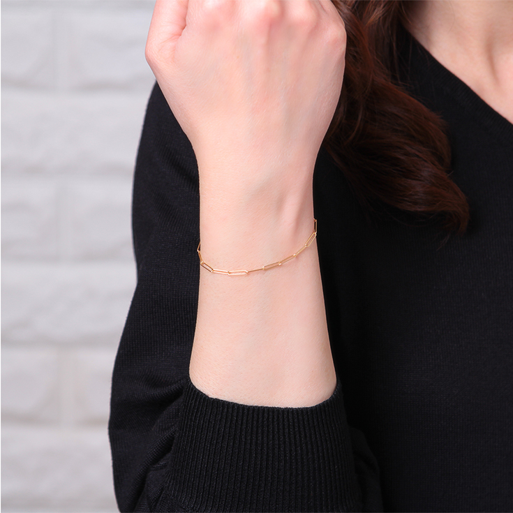 ブレスレット K18 18金 イエローゴールド 無垢 ペーパークリップ