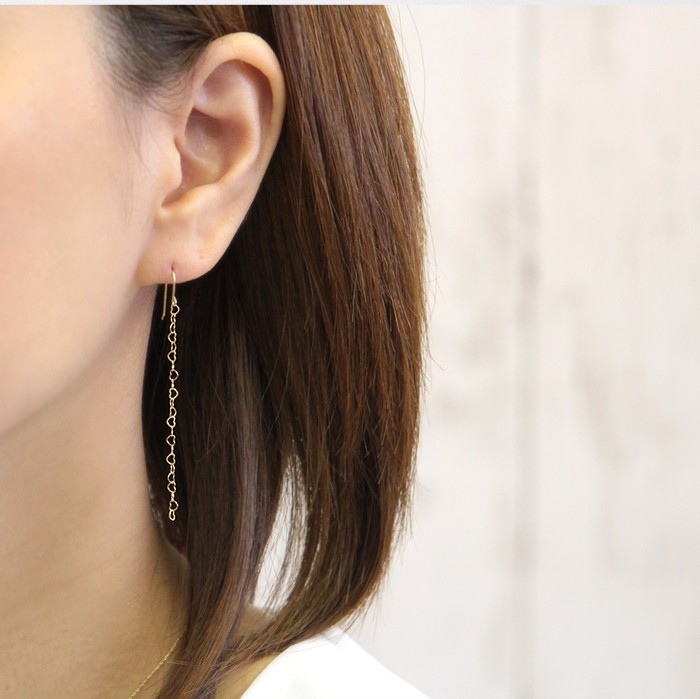 揺れるピアス 18金ピアス 18k ゴールド 揺れる チェーン ピアス