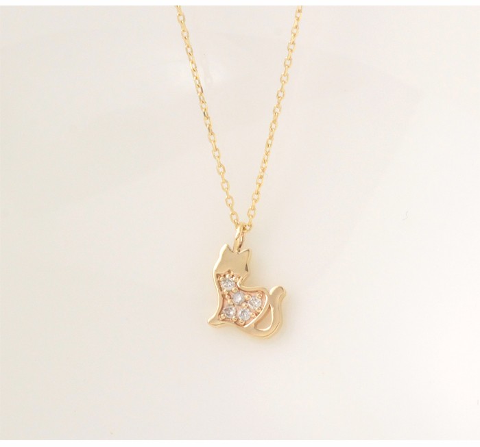 18金ネックレス レディース ペンダント k18 猫 ネコ ねこ 猫シルエット