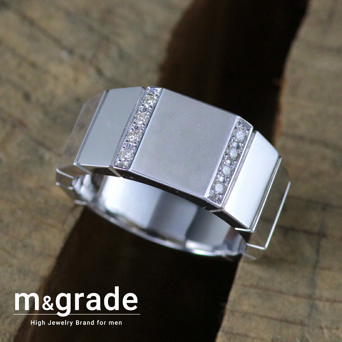 リング 指輪 メンズ シルバー 925 印台 ダイヤモンド ダイヤ 0.1ct