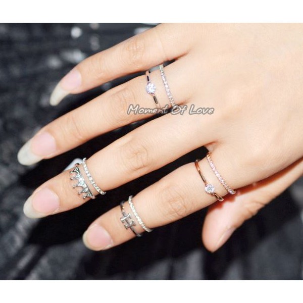 SWAROVSKI 指輪 リング ピンキー 2連 スワロフスキー 誕生日