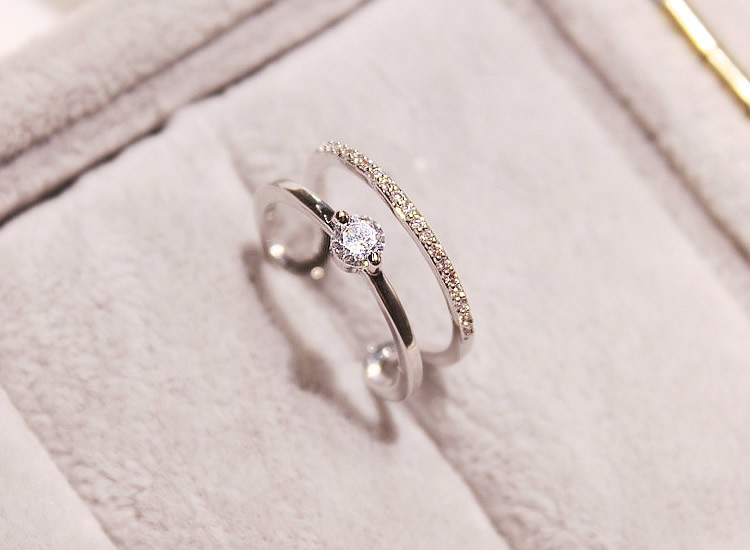SWAROVSKI スワロフスキー　2連　2way パールリング SWAROVSKI スワロフスキー 2連 2way パールリング 55サイズ