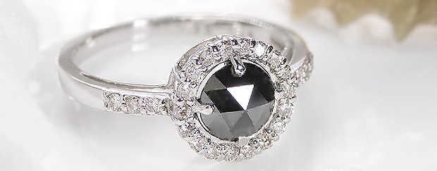 K18WG natural black diamond Monde & diamond ring 