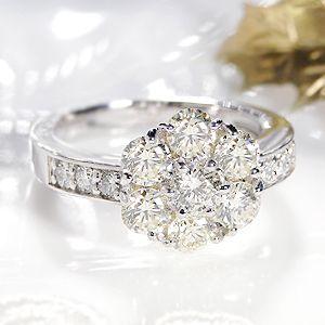 pt900 プラチナ リング ダイヤモンド フラワー 花 大粒 誕生石 4月 SI 