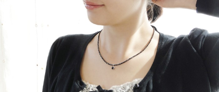 [K18WG] black diamond Monde pendant top [AAA Class ]