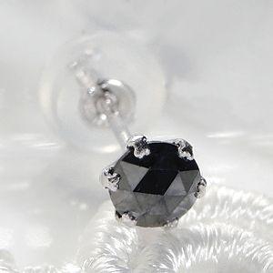 商品画像１ 【K18WG】天然ブラックダイヤモンド ピアス0.15ct片耳用【AAAクラス】