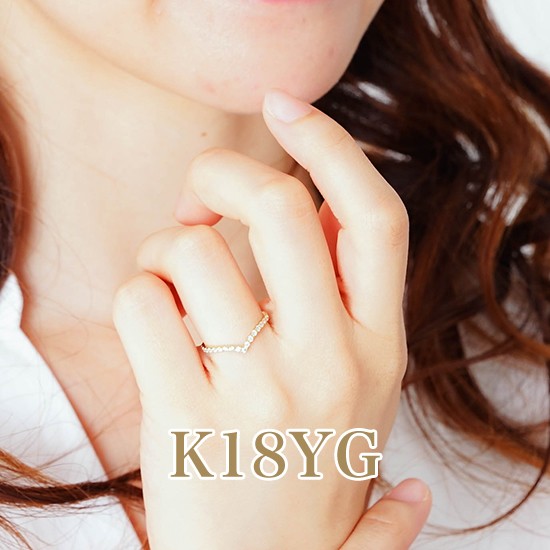  commodity image 2 PT900/K18YG 0.20ct diamond V character ring 