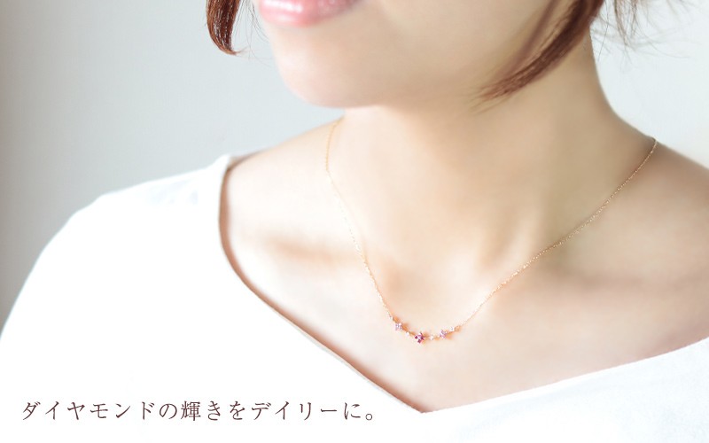 K18ピンクゴールドルビー・ピンクサファイア・ダイヤモンドペンダント/ネックレス K18PGピンクサファイア/ダイヤモンドネックレス