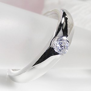 ダイヤモンド リング プラチナ pt950 0.2ct 一粒 爪なし ダイヤ 指輪