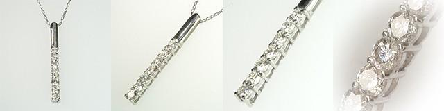 バータイプ 棒状 縦 ダイヤモンド ペンダント ネックレス K18WG/K18YG