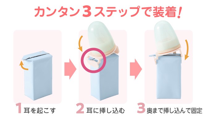 紙パックにカンタン３ステップで装着!