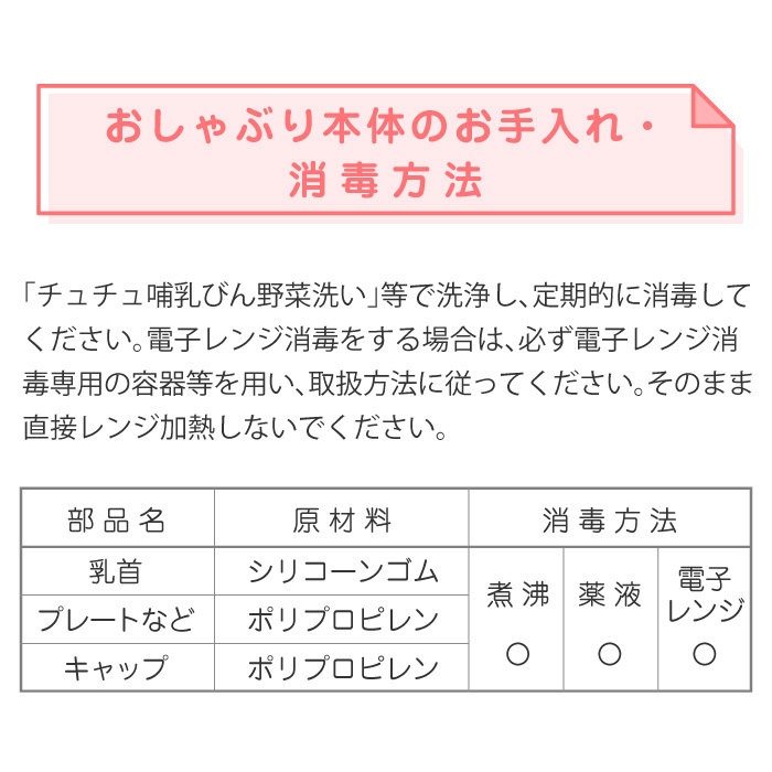 おしゃぶり本体のお手入れ・消毒方法