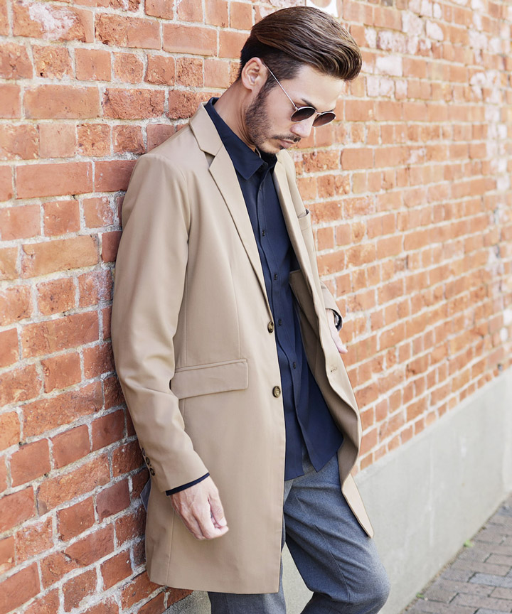 チェスターコート メンズ アウター ロングコート スプリングコート スーツ地 ストレッチ 伸縮 カジュアル フォーマル ビジネス 春服 送料無料6 春 福袋特集 秋服 985円 秋