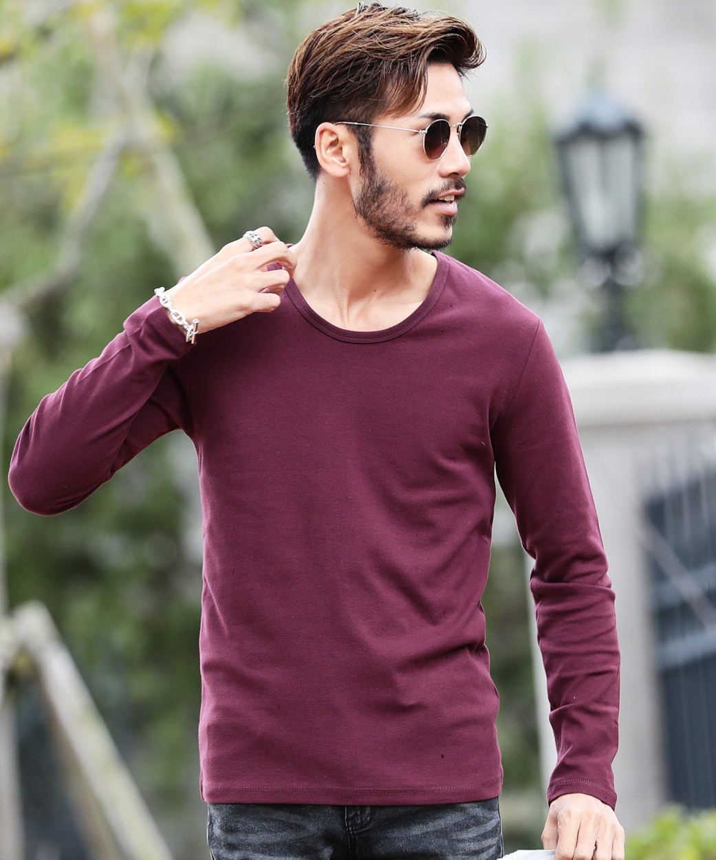 ロンt Tシャツ メンズ トップス カットソー 長袖tシャツ 無地 スパンフライス Uネック 春 春服 Jiggys Shop 通販 Paypayモール