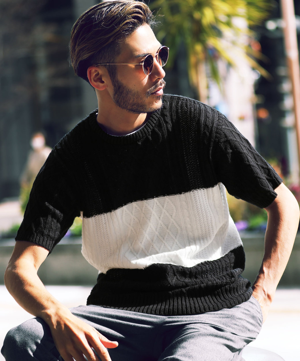 サマーニット メンズ トップス サマーセーター 半袖 Vネック クルーネック 綿麻 コットン リネン 無地 ボーダー柄 レディース ユニセックス 春服 夏服 送料無料 Jiggys Shop 通販 Paypayモール