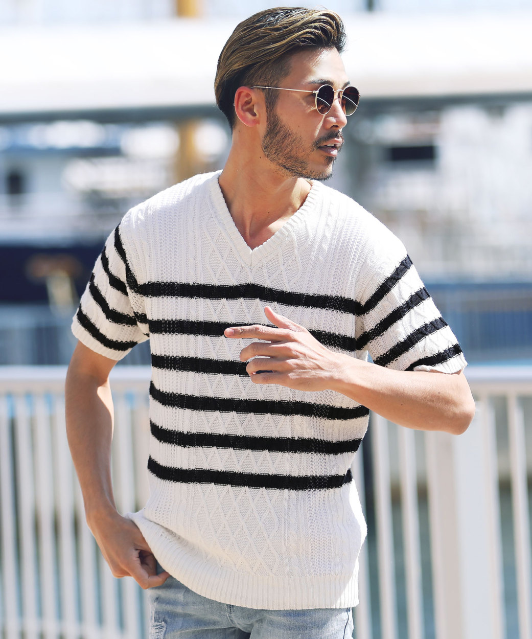 Quot ニット メンズ セーター おしゃれ クルーネック ラーベン編み ビッグシルエット ゆったり ピンク ベージュ 秋 冬 春ニット Cavaria Rakuten