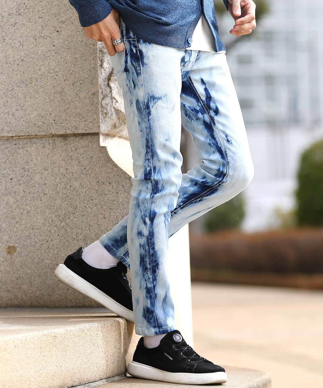 スキニーデニム メンズ ボトムス ジーンズ ジーパン スキニーパンツ ブリーチ 5ポケット スリム 細身 ストレッチ 伸縮 春 春服 Jiggys Shop 通販 Paypayモール