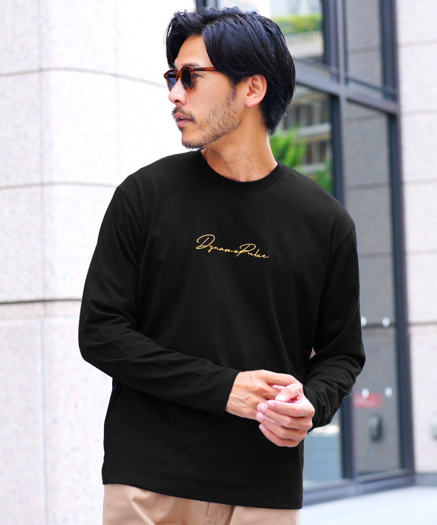 【早割P10％還元】ロンT Tシャツ メンズ トップス カットソー ロゴT ロゴ刺繍Tシャツ 長袖T...