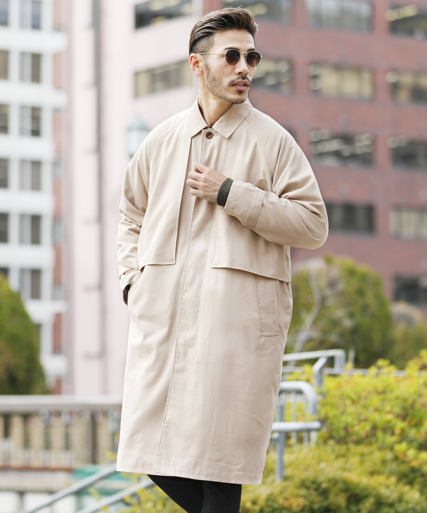 46 割引m L ブラック ベージュ ブルー21新入荷 フラップコート メンズ アウター ラグラン仕様 スプリングコート ロングコート ロング丈 春 春服 送料無料 コート アウター メンズファッション ファッションmlブラックベージュブルー Solcaloja Med Ec