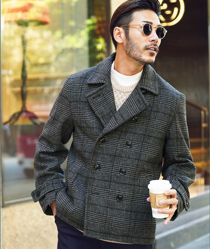 Pコート メンズ アウター ショート丈コート ビジネスコート ピーコート メルトン素材 ウール 秋冬 秋 秋服 冬 冬服 送料無料