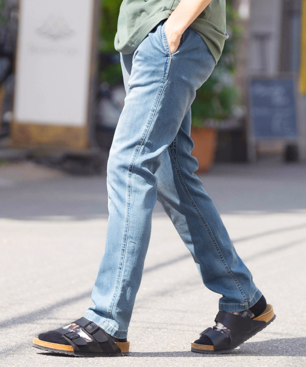 美品 2020春夏 パラスパレス 綿・インディゴ ウエストゴム タックパンツ-