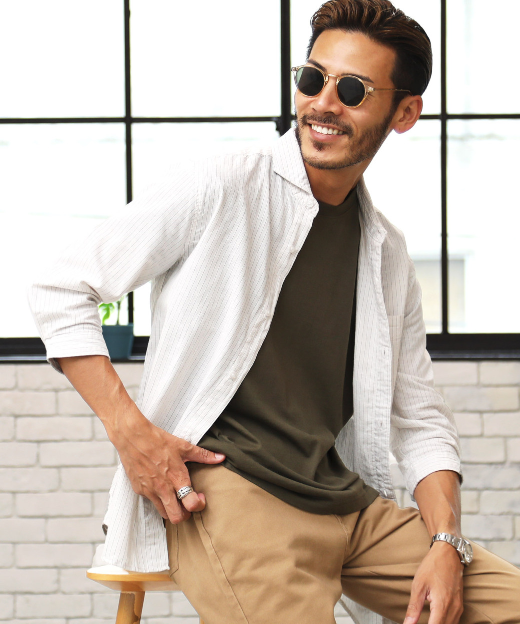 シャツ メンズ トップス 7分袖シャツ 七分袖 綿麻シャツ リネンシャツ ストライプ柄 ストライプシャツ ホリゾンタル カジュアルシャツ 夏 夏服 Jiggys Shop 通販 Yahoo ショッピング