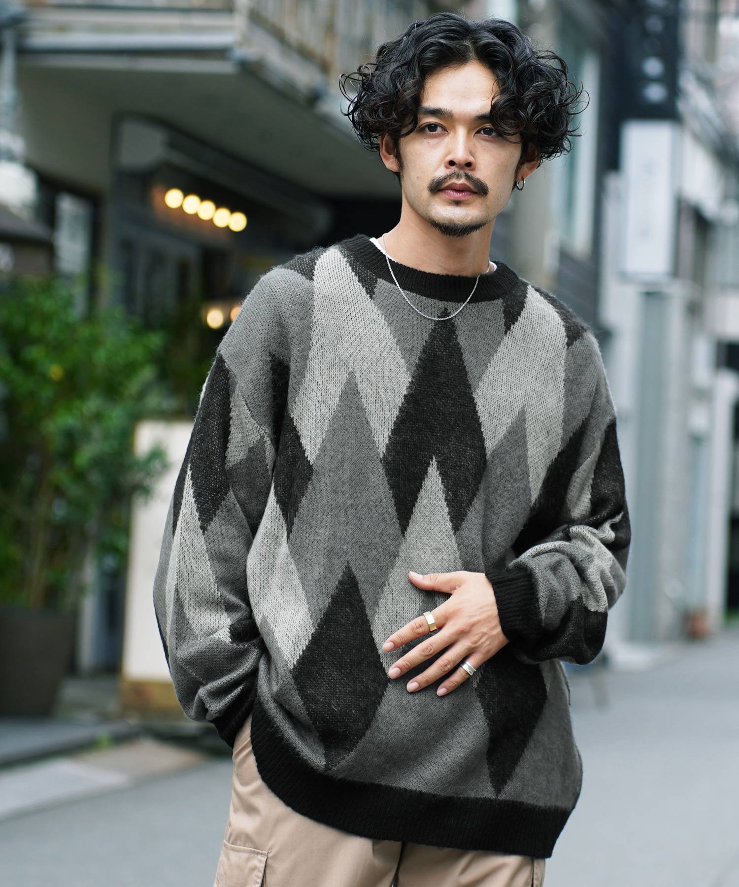 100％安い 総柄 M ストライプ stripe アーガイル argyle グレー