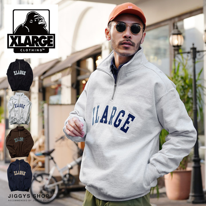 【クーポン対象外】XLARGE エクストララージ トレーナー メンズ トップス スウェット ハーフジップ ZIP ブランドロゴ 長袖 春 春服 送料無料