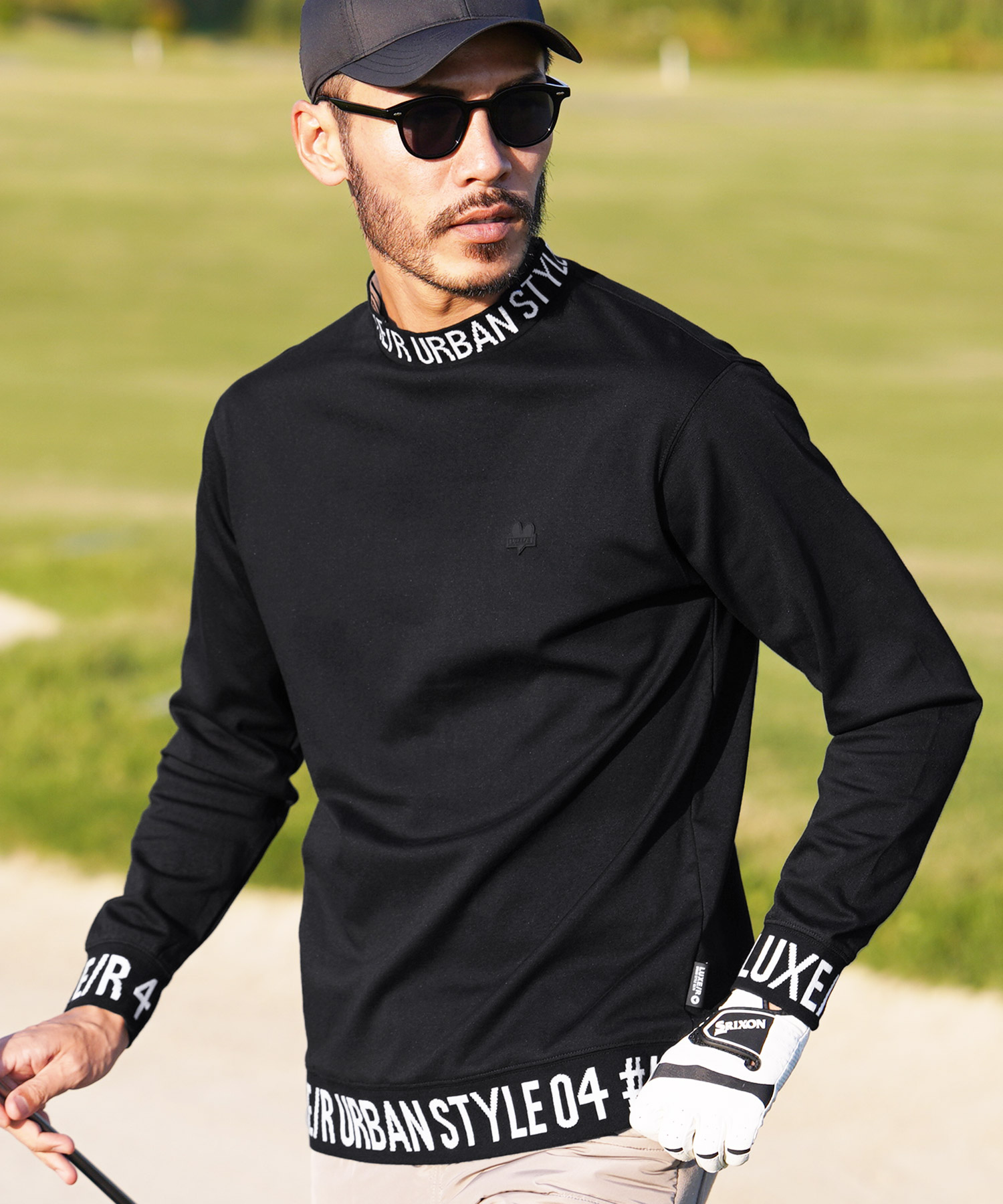 ロンT Tシャツ メンズ トップス カットソー 長袖Tシャツ モックネック ロゴ ストレッチ 伸縮性 ゴルフウェア GOLF 秋 秋服 送料無料