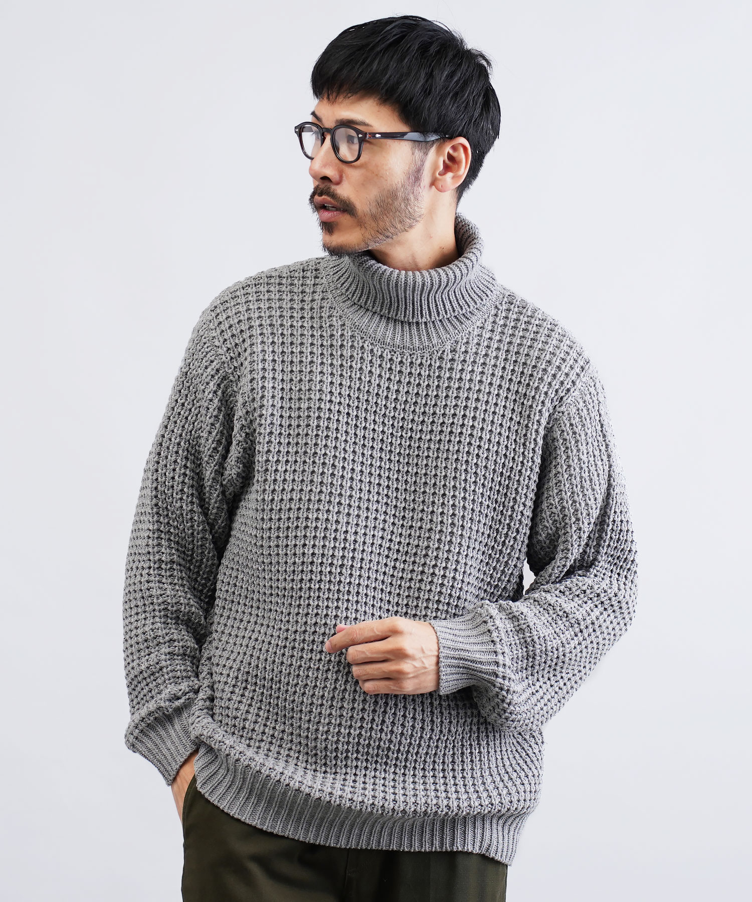 JIGGYS SHOP ニットセーター メンズ トップス ワッフル編み JIGGYS SHOP ニットセーター メンズ トップス ワッフル編み