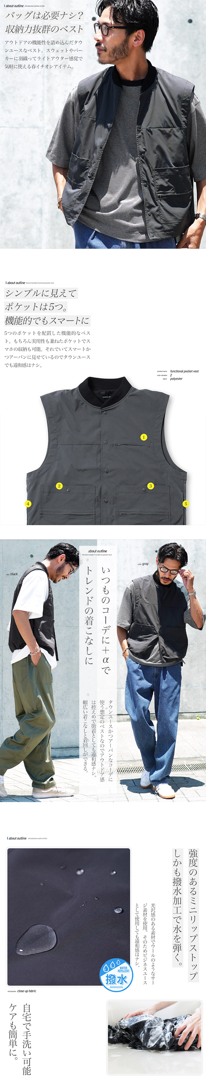 マンシングウェア★撥水★薄手ストレッチ★ジップアップベスト【メンズ サイズL】 JIGGYS SHOP（ジギーズショップ） ベスト メンズ トップス 撥水加工 5