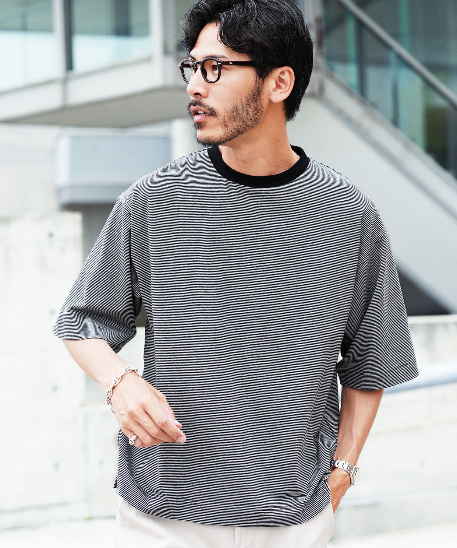 Bottega Veneta直営店 ボーダー ジャージーTシャツ 関税 送料込 BOTTEGA VENETA グリーン タオルジャージー Tシャツ
