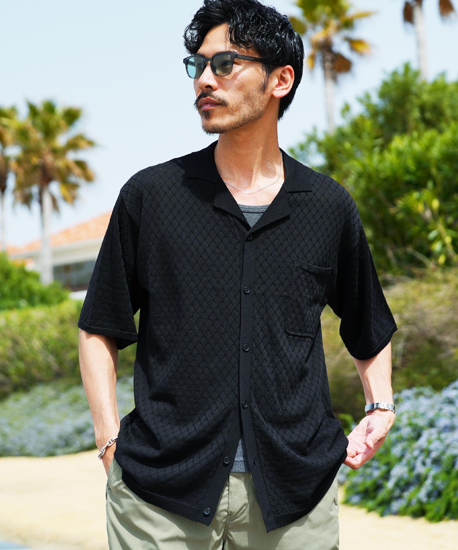 ｈ　サイズ36　半袖シャツ 半袖シャツ 綿100％ ボタンダウン みつぼしシャツ 夏シャツ 涼しい