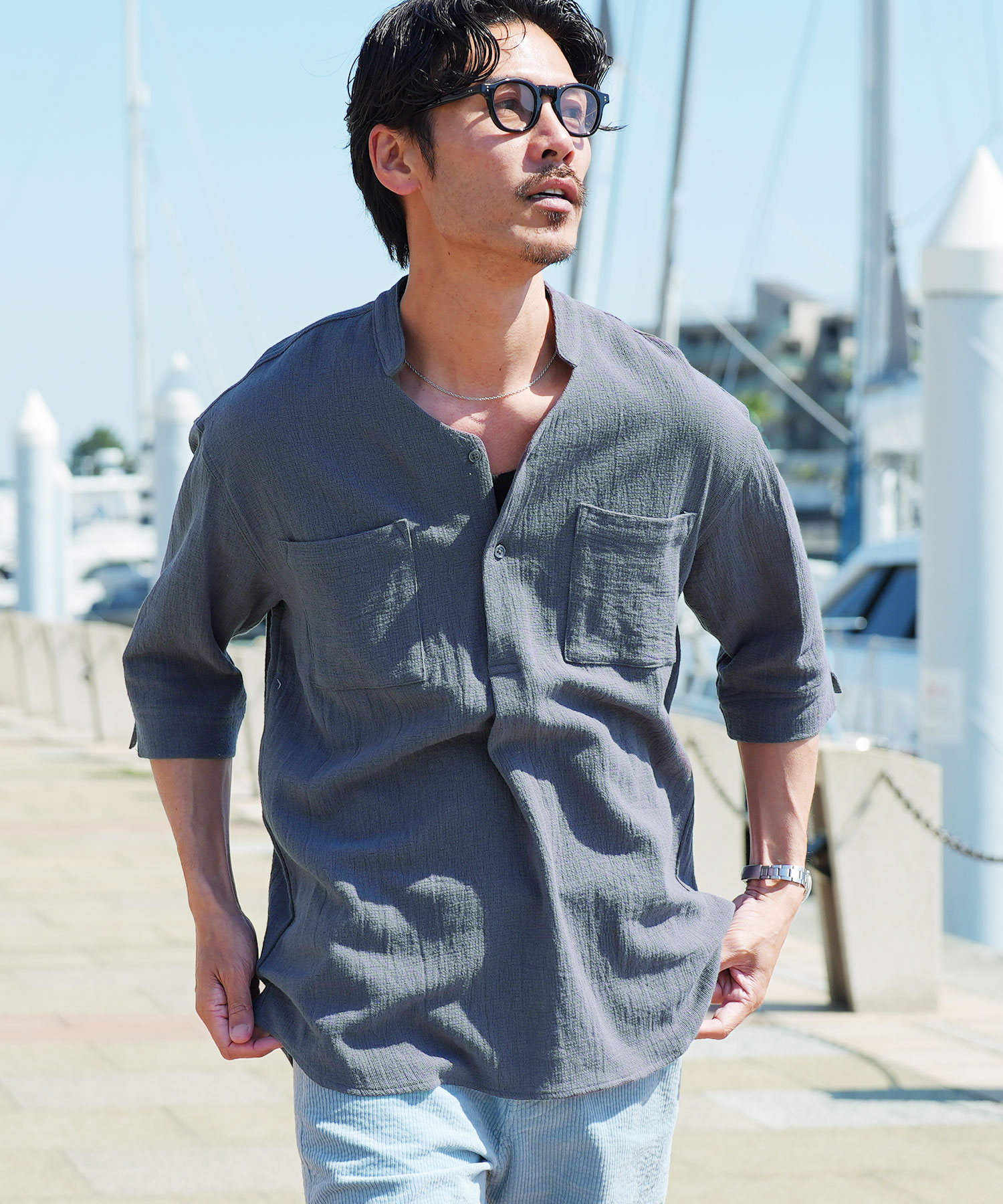 JIGGYS SHOP（ジギーズショップ） シャツ メンズ トップス 5分袖シャツ