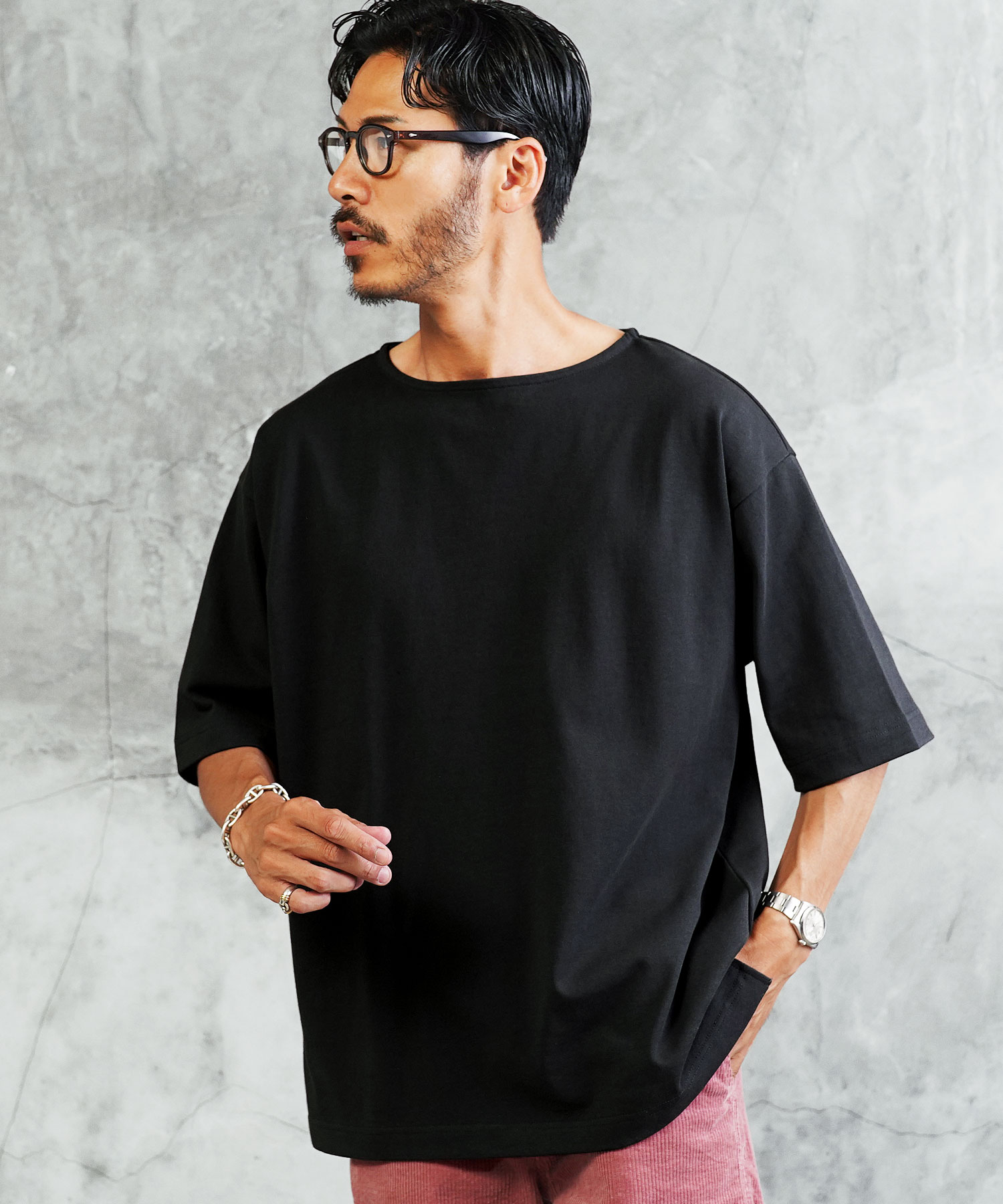 メンズ半袖Tシャツ、カットソー（襟首タイプ：ボートネック